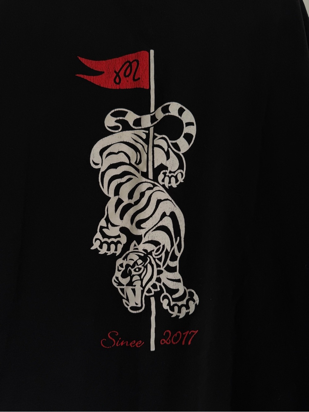 Malbon Black Maekon Tiger Graphic Cotton T-Shirt, Men’s Size Medium